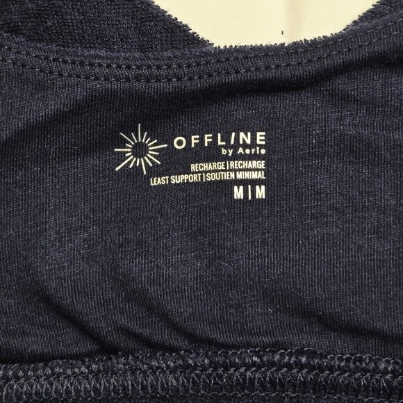 OFFLINE BY AERIE RECHARGE LEAST SUPPORT NWT $25 NAVY BLUE TERRY CLOTH BRA MEDIUM - Picture 6 of 10
